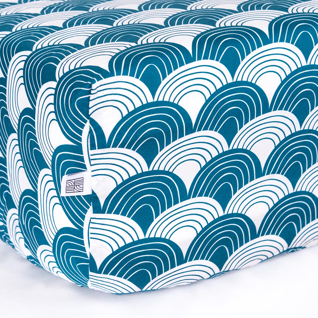 Organic fitted crib sheets with waves blue