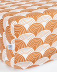 Organic fitted crib sheets with waves brown