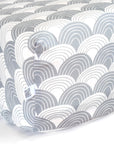 Organic fitted crib sheets with waves grey