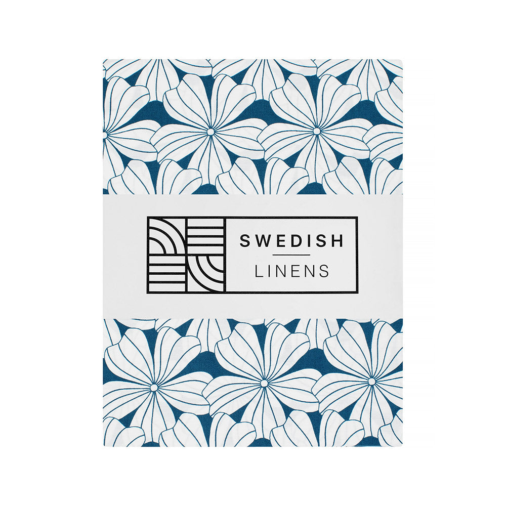 FLOWERS | Moroccan blue | 60x120cm / 23.5x47&quot; | Fitted crib sheet