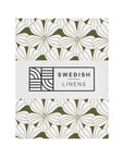 FLOWERS | Olive green | 160x200cm / 63x79" | Double fitted sheet