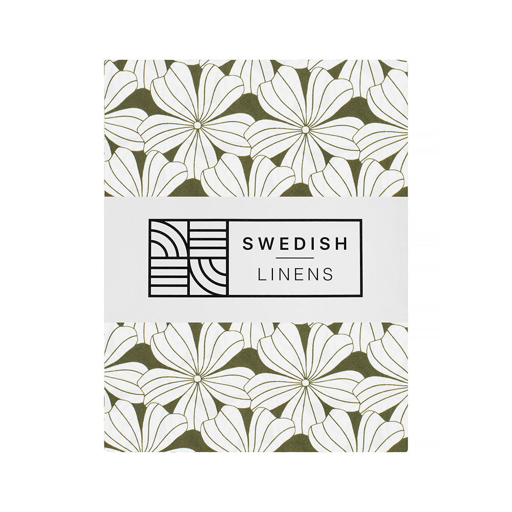 FLOWERS | Olive green | 60x120cm / 23.5x47&quot; | Fitted crib sheet