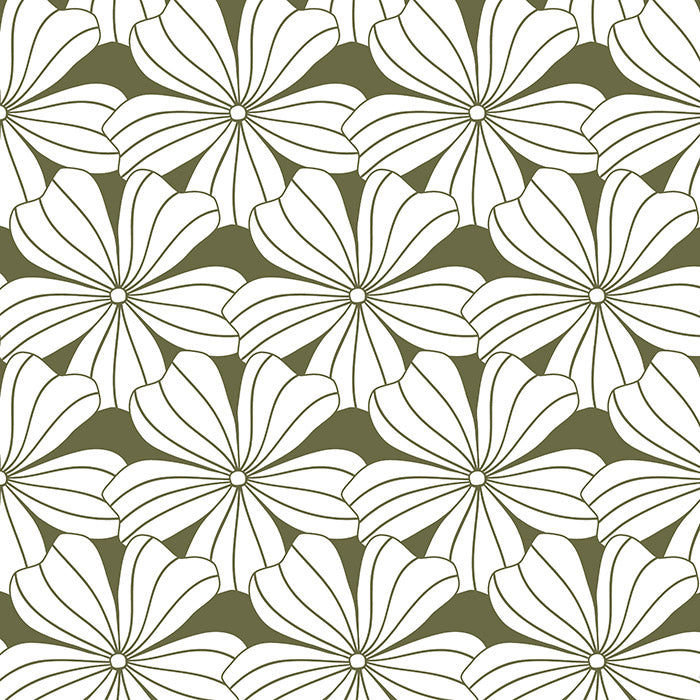 FLOWERS | Olive green | Pillowcase | 60x70cm/ 23.6x27.5&quot;