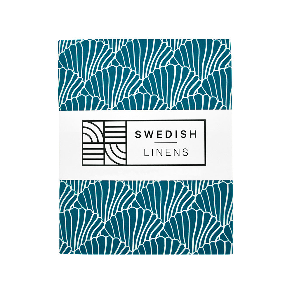 SEASHELLS | Moroccan blue | 140x200cm / 55x79&quot; | Double fitted sheet