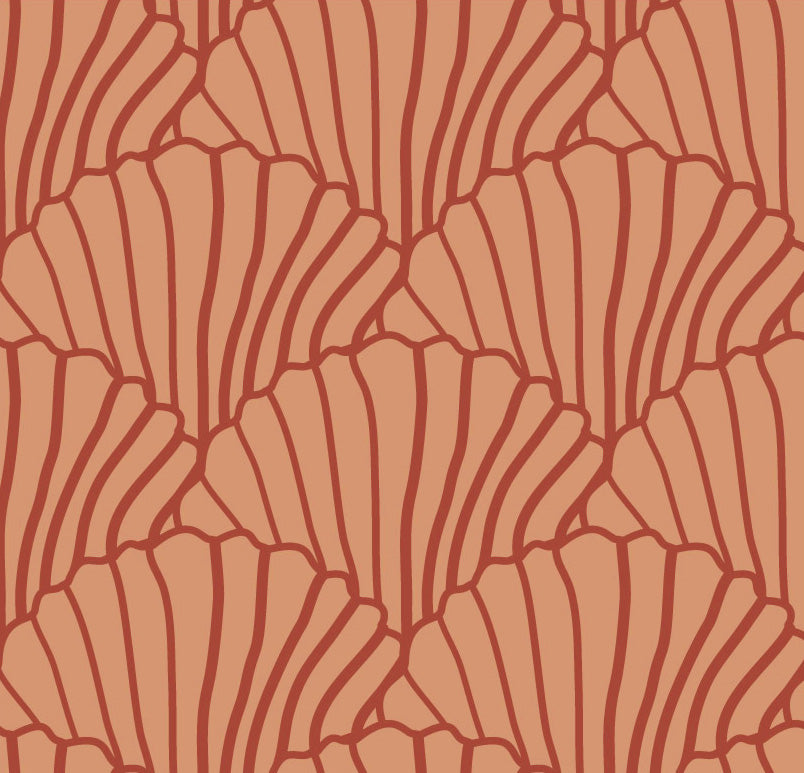 SEASHELLS | Terracotta pink + Burgundy | Pillowcase | 60x70cm/ 23.6x27.5&quot;
