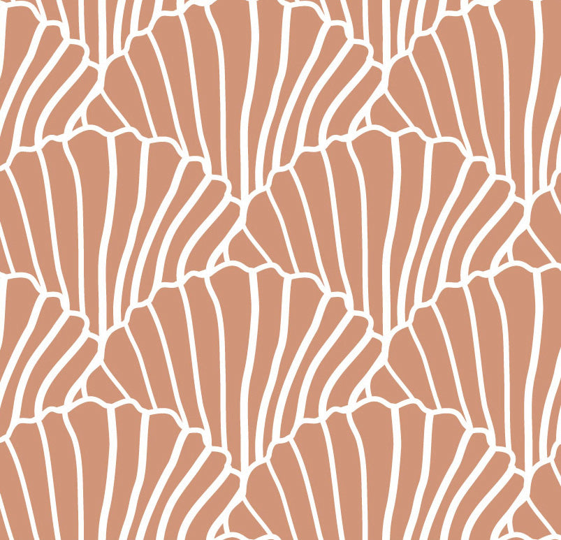 SEASHELLS | Fitted sheet | 100x200cm / 39.3x78.7&quot; | Terracotta pink
