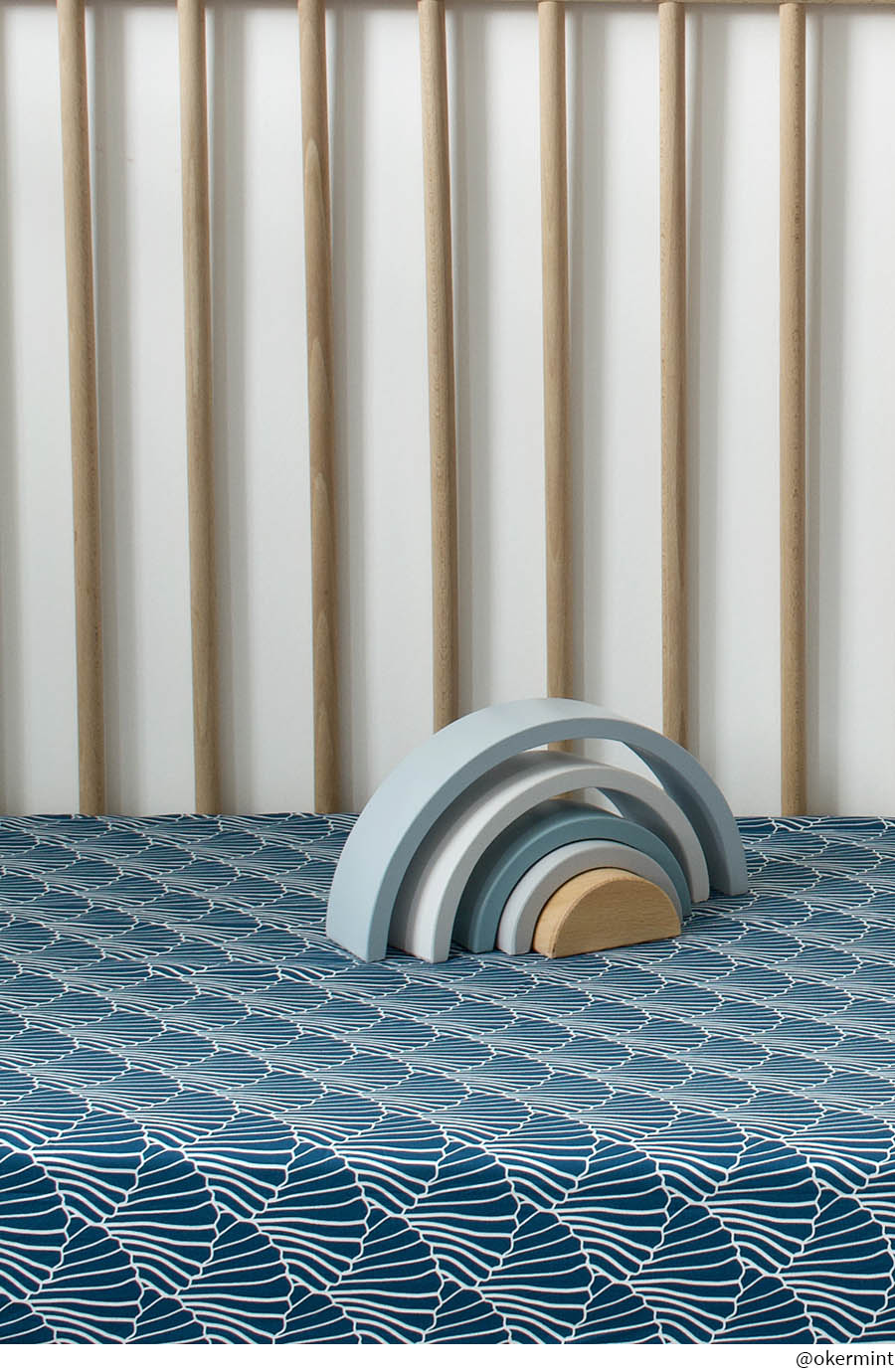 SEASHELLS | Moroccan blue | 40x80cm/ 15.7x31.5&quot; | Baby Fitted sheet