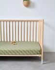 SEASHELLS | Olive green | 60x120cm/ 23.5x47" | Fitted Crib sheet
