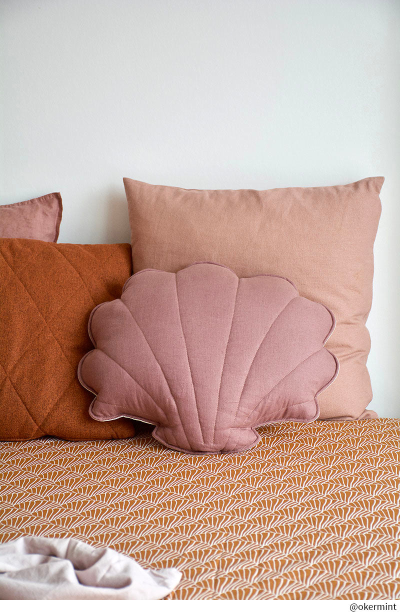 SEASHELLS | Cinnamon brown | 160x200cm / 63x79&quot; | Double fitted sheet