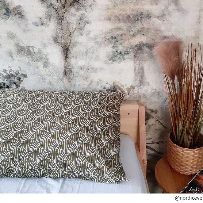 SEASHELLS | Olive green | Pillowcase | 50x60cm / 19.6x23.6&quot;