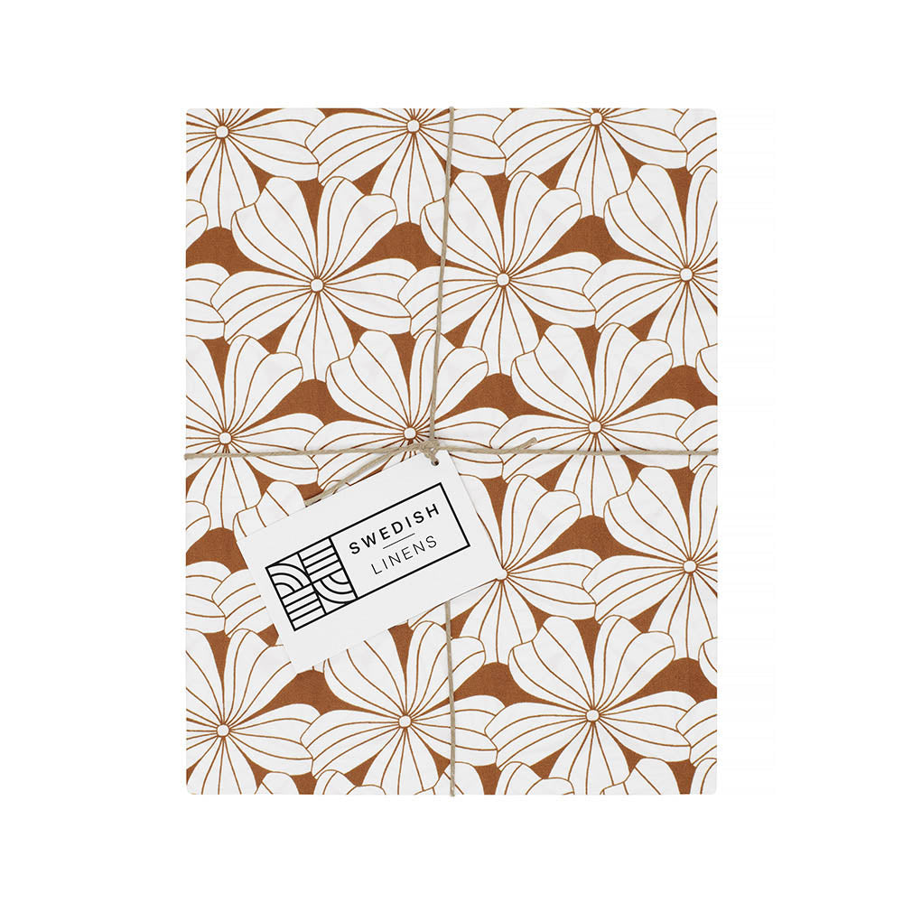FLOWERS | Cinnamon brown | Pillowcase | 40x80cm / 15.7x31.5&quot;