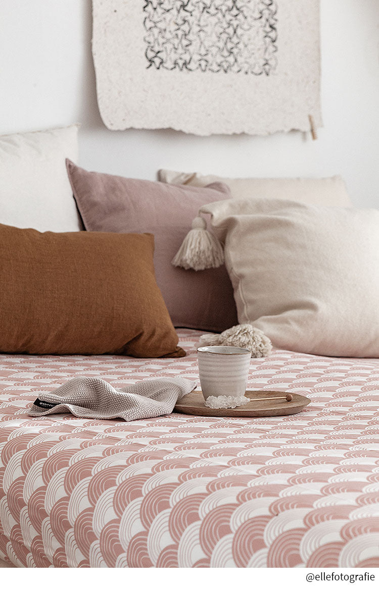 RAINBOWS | Terracotta pink | 140x200cm / 55x79&quot; | Double fitted sheet
