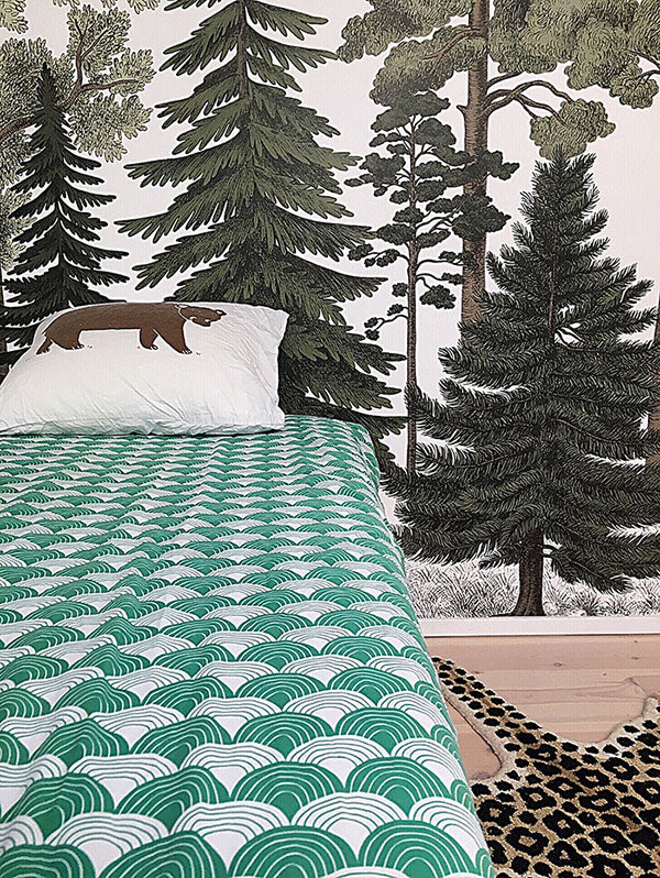RAINBOWS | Pine green | 60x120cm/ 23.5x47&quot; | Fitted Crib sheet